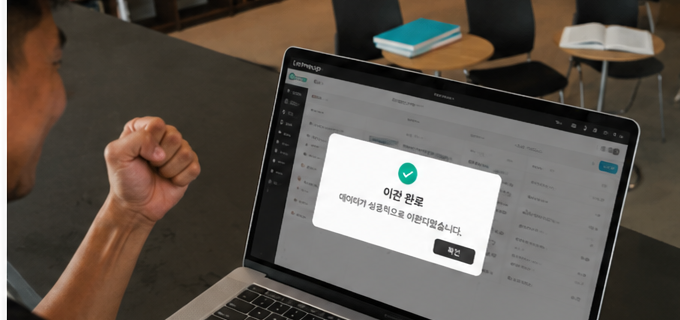 데이터 이관 후 — 깔끔하게 완료
